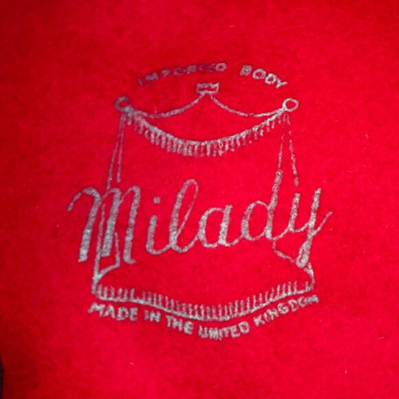 Vintage Red Gwenn Pennington Derby Hat with Feather 22" - Picture 5 of 8